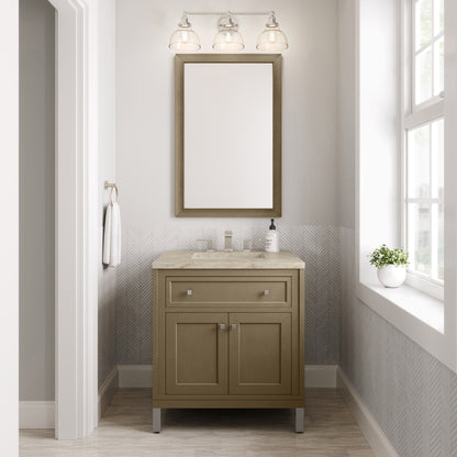 James Martin Vanities Chicago 30" Walnut Whisper Single Vanity With 3 CM Tajnar Eclos Top