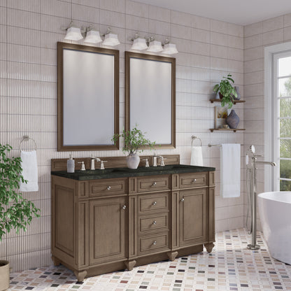 James Martin Vanities Bristol 60" Whitewashed Walnut Double Vanity With 3 CM Phantome Eclos Top