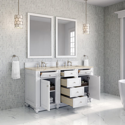 James Martin Vanities Bristol 60" Bright White Double Vanity With 3 CM Tajnar Eclos Top