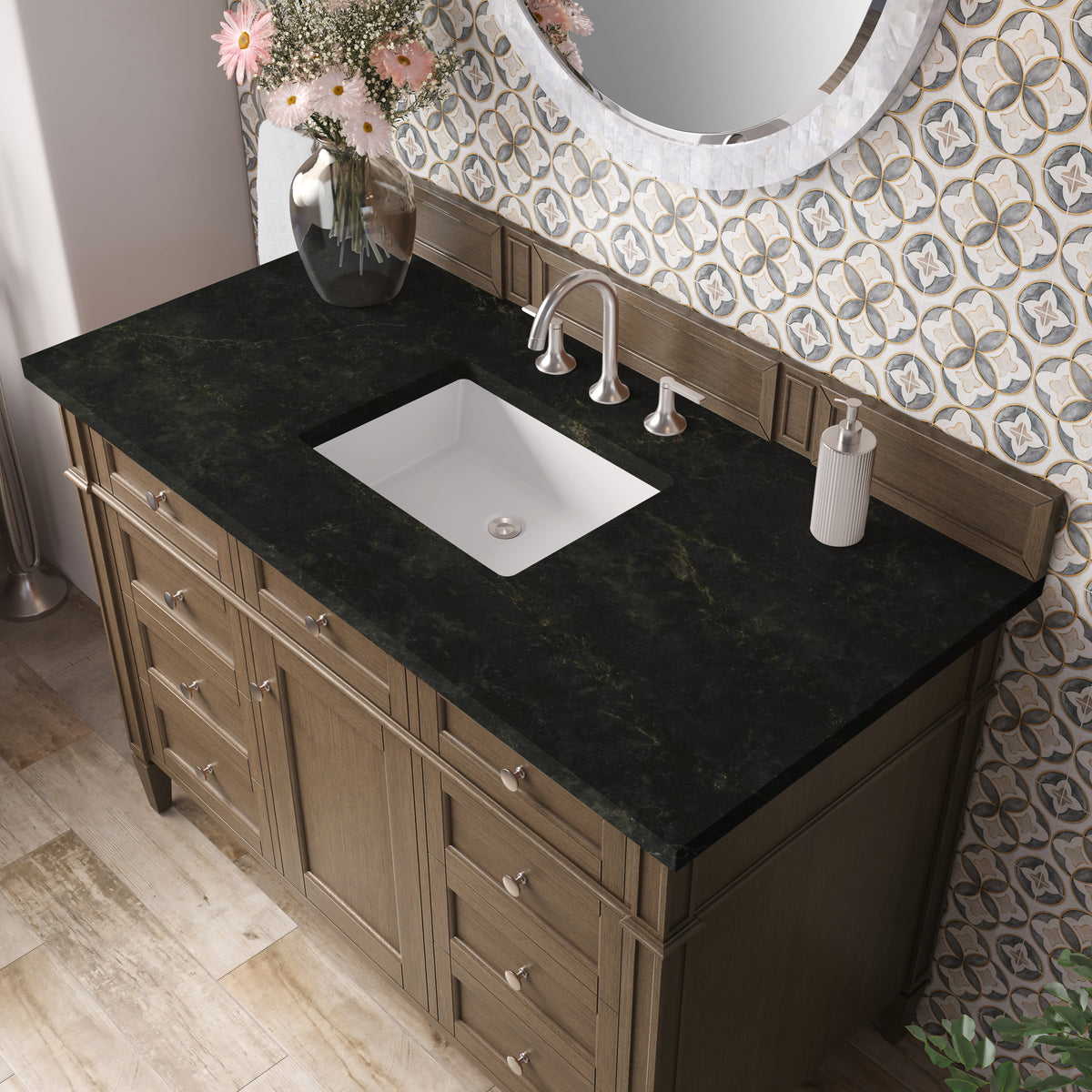 James Martin Vanities Brittany 48" Saddle Brown Single Vanity With 3 CM Phantome Eclos Top