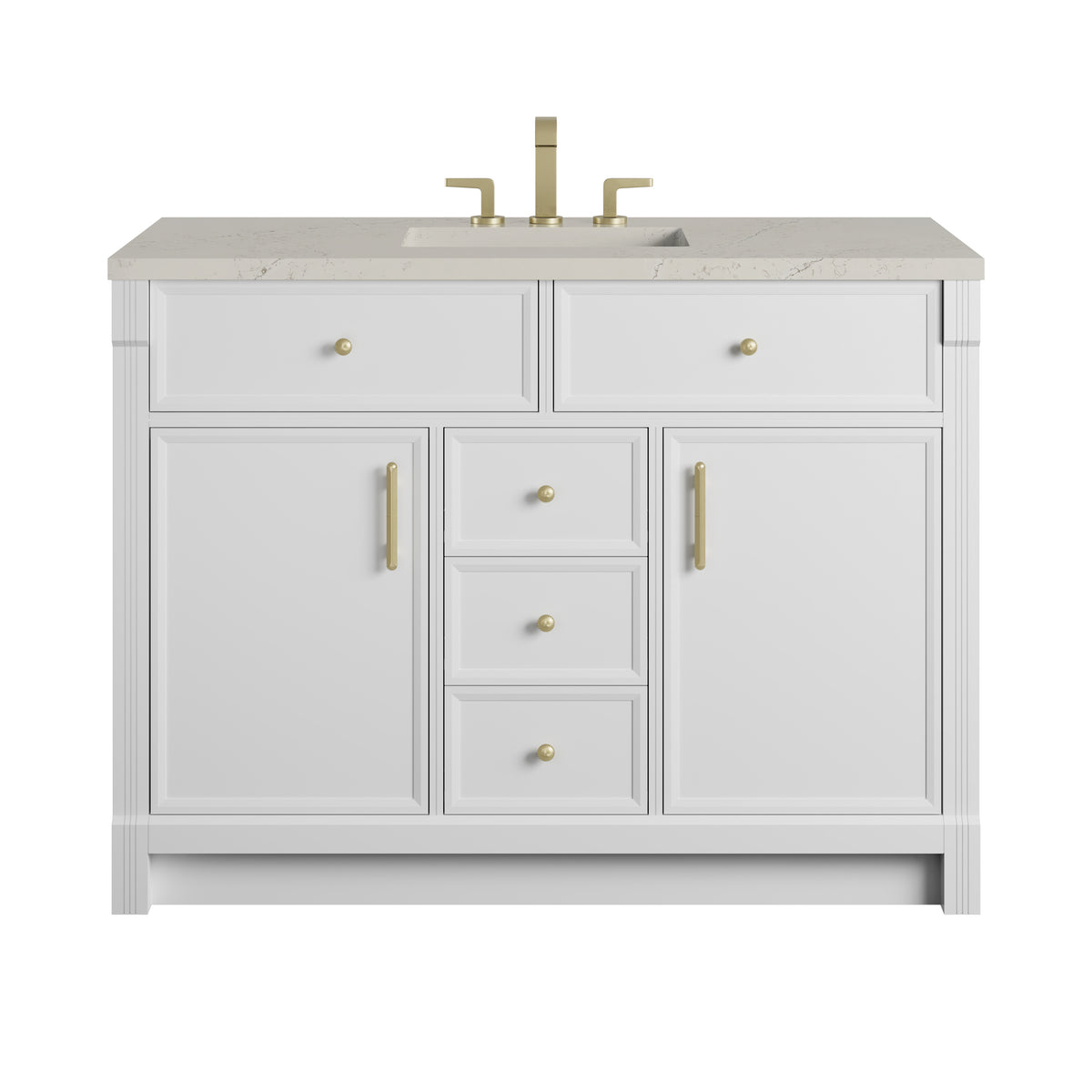 James Martin Vanities Bellshire 48" Bright White Single Vanity With 3 CM Siberian Silestone Top and FreePower Wireless Charger