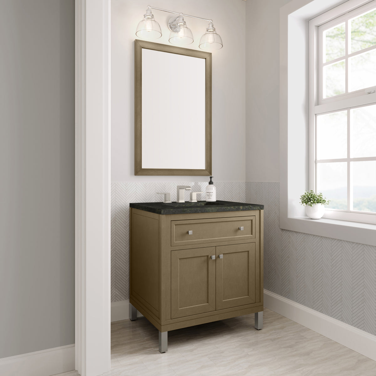 James Martin Vanities Chicago 30" Walnut Whisper Single Vanity With 3 CM Phantome Eclos Top