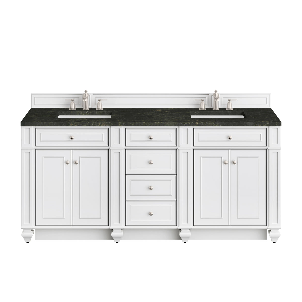 James Martin Vanities Bristol 72" Bright White Double Vanity With 3 CM Phantome Eclos Top