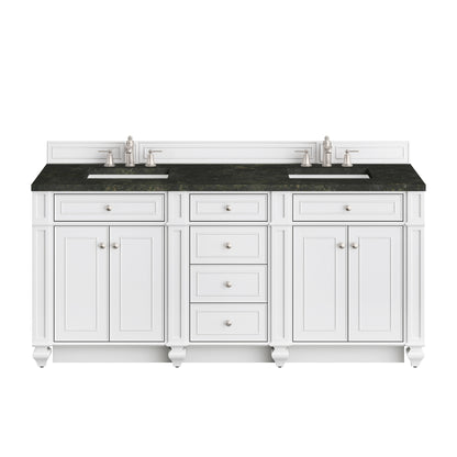 James Martin Vanities Bristol 72" Bright White Double Vanity With 3 CM Phantome Eclos Top
