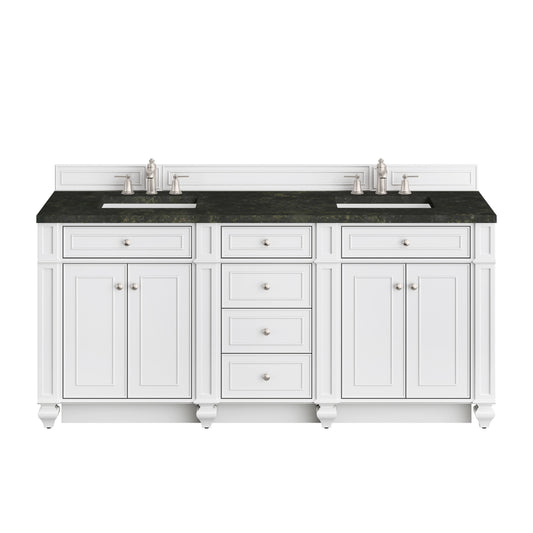 James Martin Vanities Bristol 72" Bright White Double Vanity With 3 CM Phantome Eclos Top