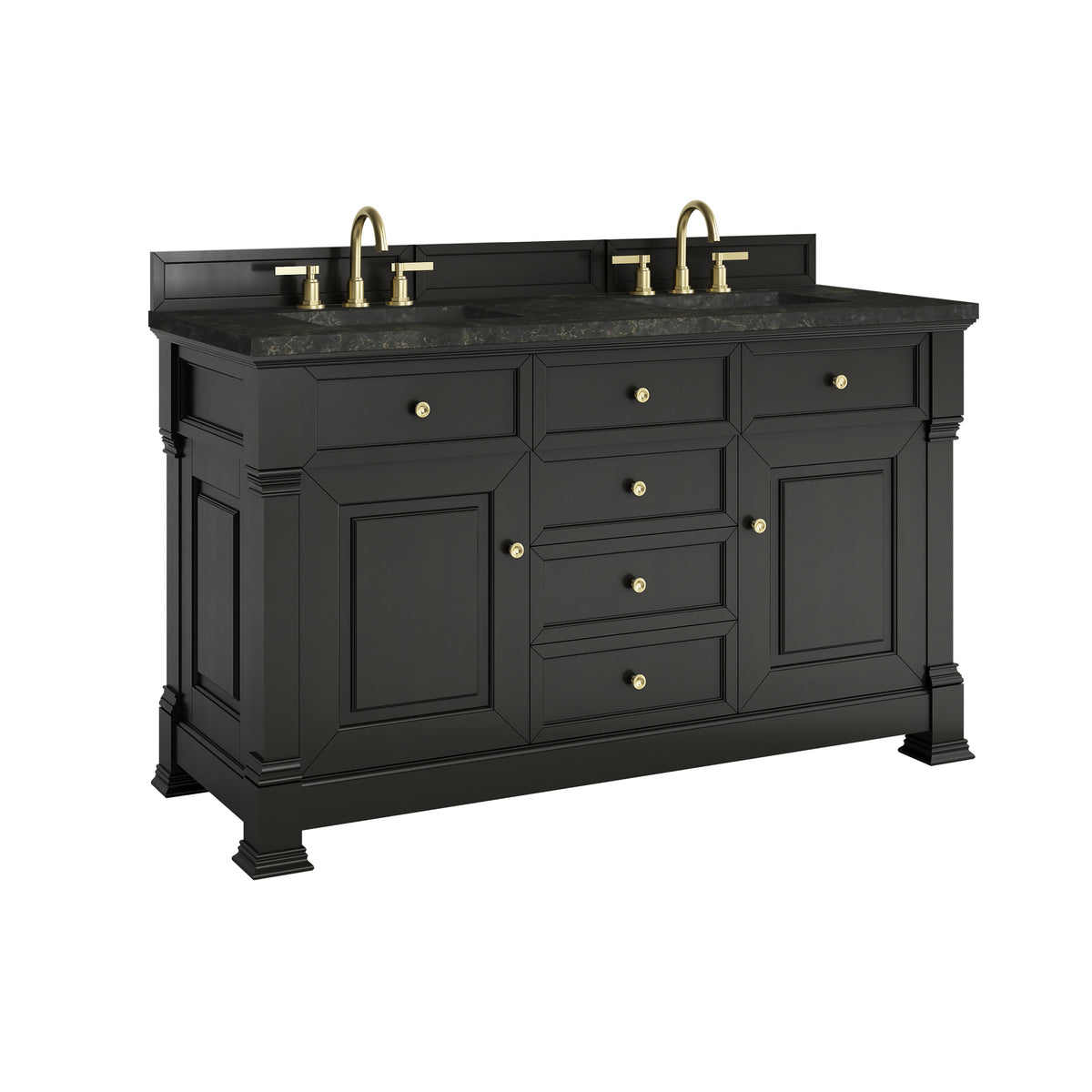 James Martin Vanities Brookfield 60" Black Onyx Double Vanity With 3 CM Phantome Eclos Top