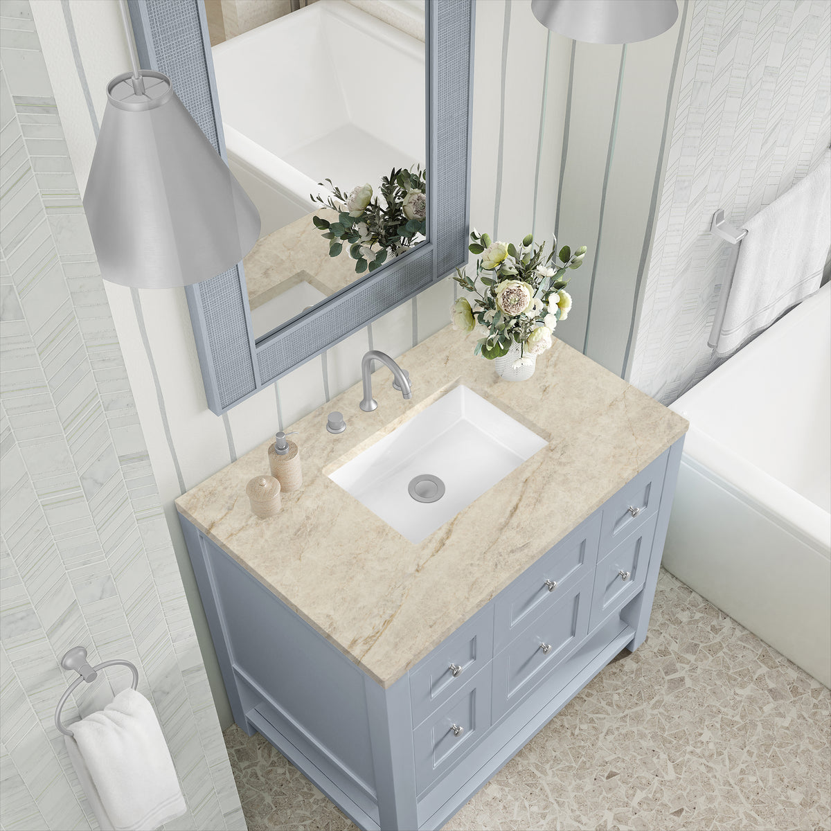 James Martin Vanities Breckenridge 36" Serenity Blue Single Vanity With 3cm Tajnar Eclos Top