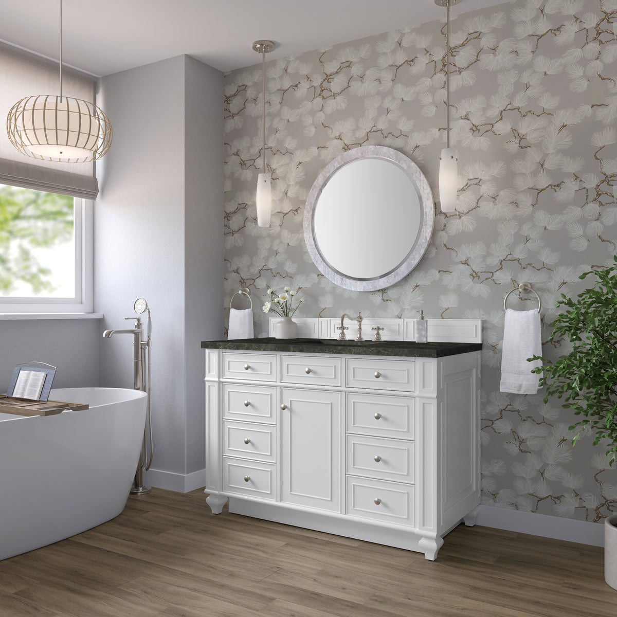 James Martin Vanities Bristol 48" Bright White Single Vanity With 3 CM Phantome Eclos Top