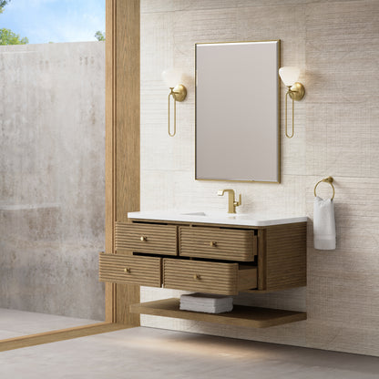 James Martin Vanities Allamari 48" Dune Mist Single Vanity With Single Hole 3 CM White Zeus Silestone Top