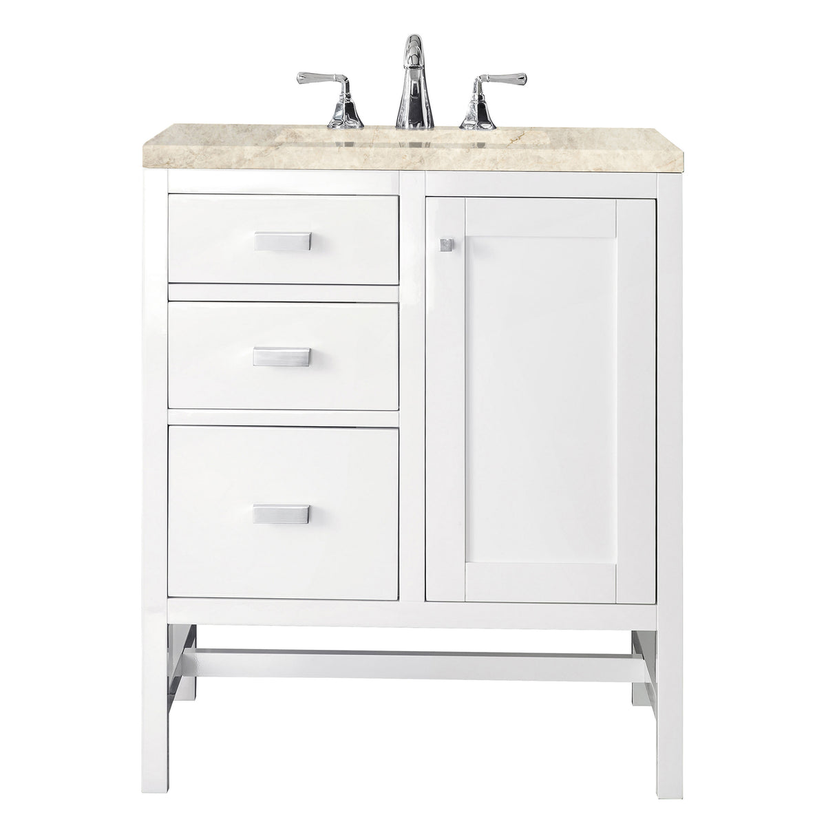 James Martin Vanities Addison 30" Glossy White Single Vanity With 3 CM Tajnar Eclos Top