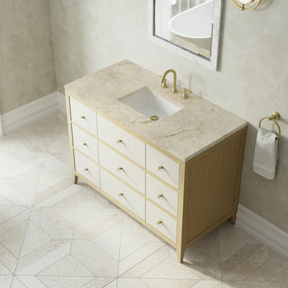James Martin Vanities Celeste 48" Sunwashed Oak with Embossed Shagreen Single Vanity With 3 CM Tajnar Eclos Top