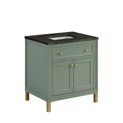 James Martin Vanities Chicago 30" Smokey Celadon Single Vanity With 3 CM Phantome Eclos Top