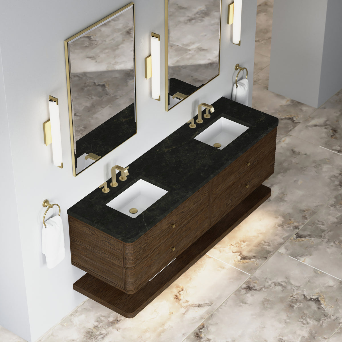 James Martin Vanities Allamari 72" Sable Double Vanity With 3 CM Phantome Eclos Top