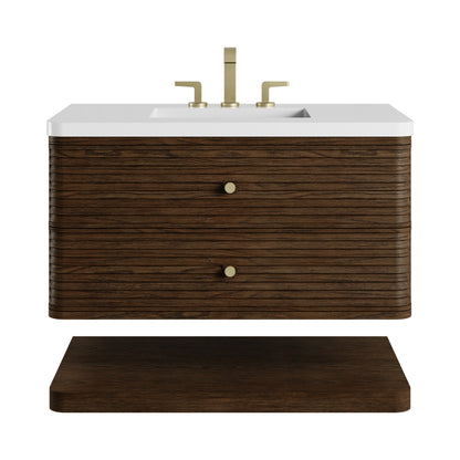 James Martin Vanities Allamari 36" Sable Single Vanity With 3 CM White Zeus Silestone Top