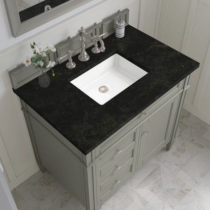 James Martin Vanities Brittany 36" Urban Gray Single Vanity With 3 CM Phantome Eclos Top