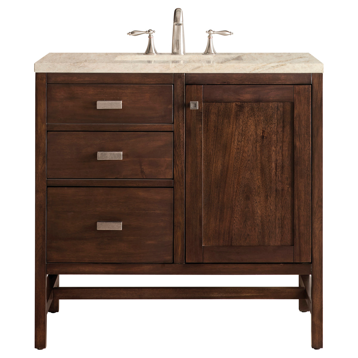 James Martin Vanities Addison 36" Mid-Century Acacia Single Vanity With 3 CM Tajnar Eclos Top