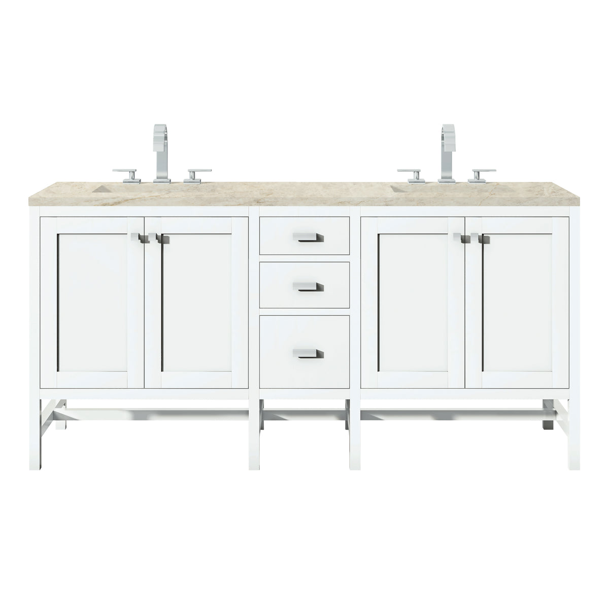 James Martin Vanities Addison 72" Glossy White Double Vanity With 3 CM Tajnar Eclos Top