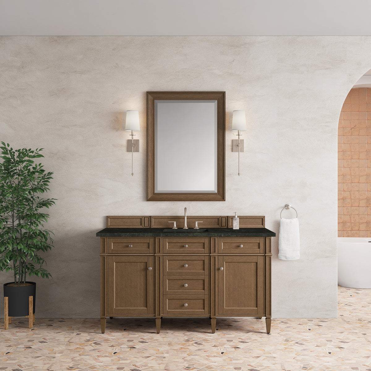 James Martin Vanities Brittany 60" Saddle Brown Single Vanity With 3 CM Phantome Eclos Top