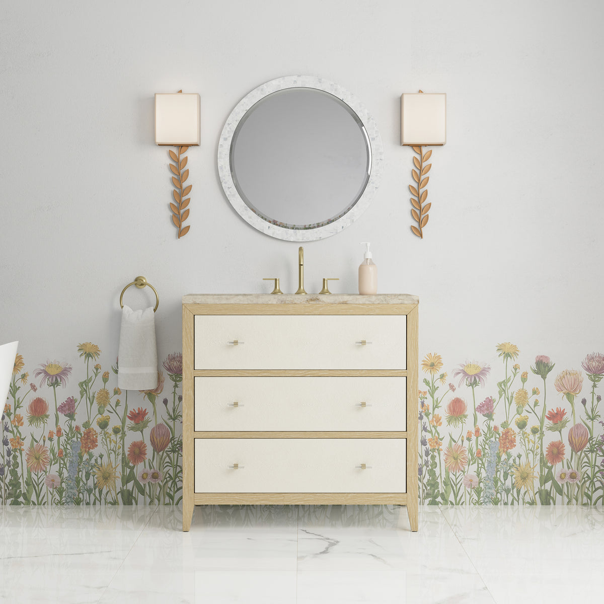 James Martin Vanities Celeste 36" Sunwashed Oak with Embossed Shagreen Single Vanity With 3 CM Tajnar Eclos Top
