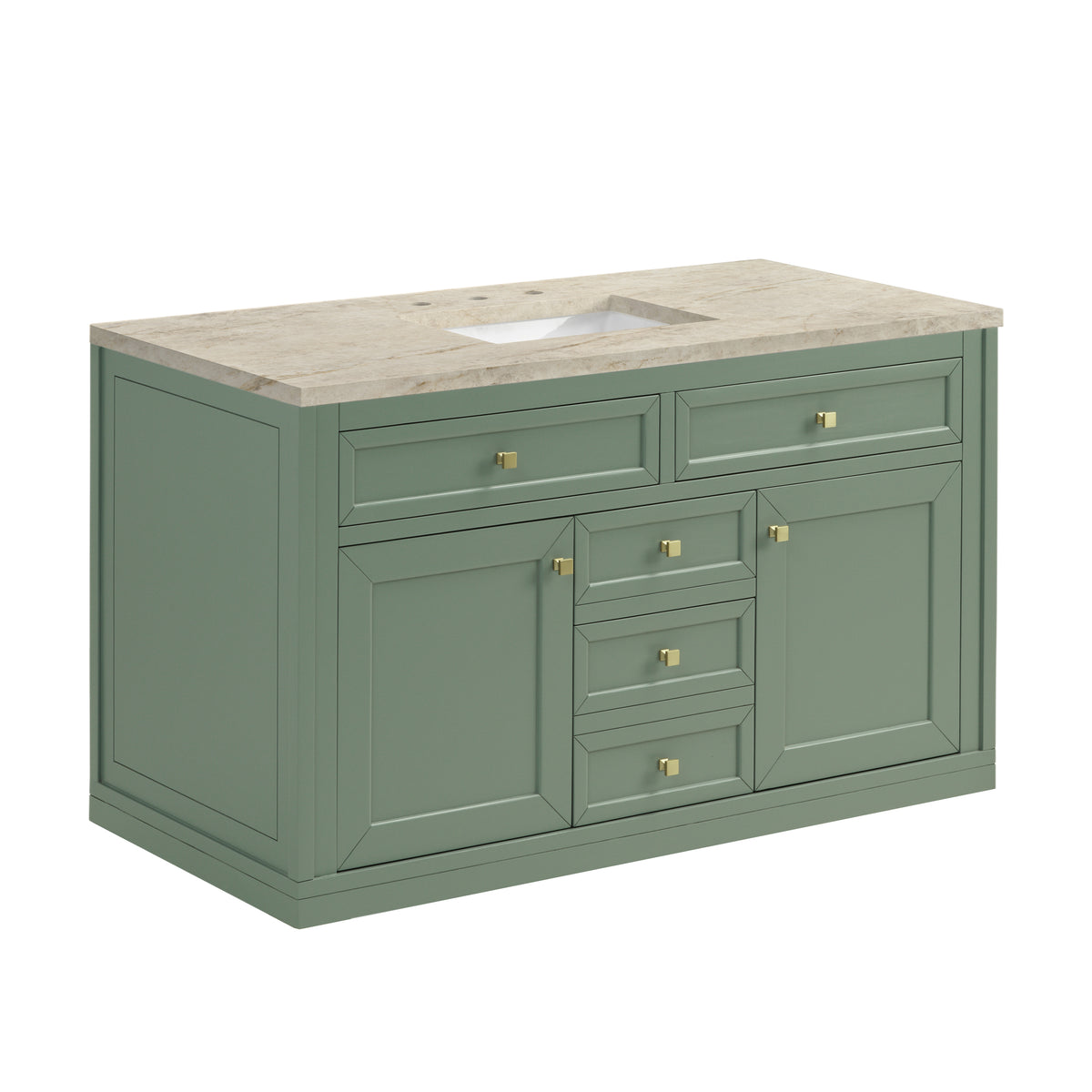 James Martin Vanities Chicago 48" Smokey Celadon Single Vanity With 3 CM Tajnar Eclos Top