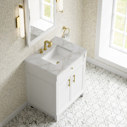 James Martin Vanities Bellshire 30" Bright White Single Vanity With 3 CM Victorian Silver Silestone Top
