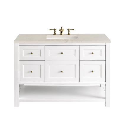 James Martin Vanities Breckenridge 48" Bright White Single Vanity With 3cm Siberian Silestone Top