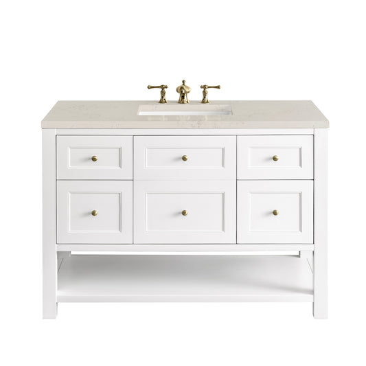 James Martin Vanities Breckenridge 48" Bright White Single Vanity With 3cm Siberian Silestone Top