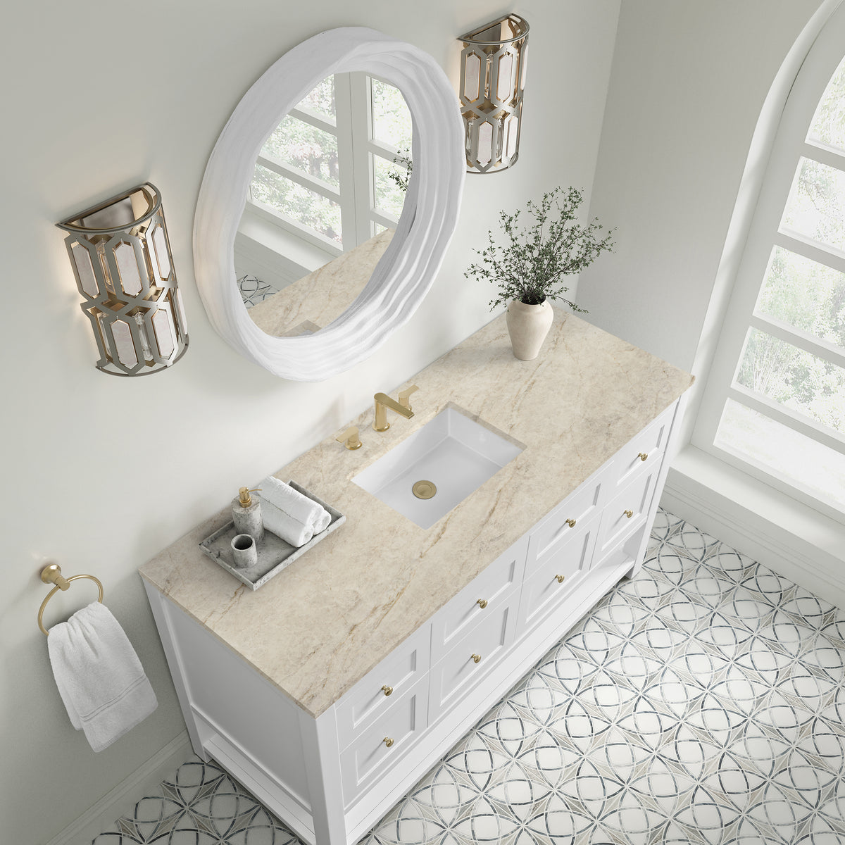 James Martin Vanities Breckenridge 60" Bright White Single Vanity With 3cm Tajnar Eclos Top