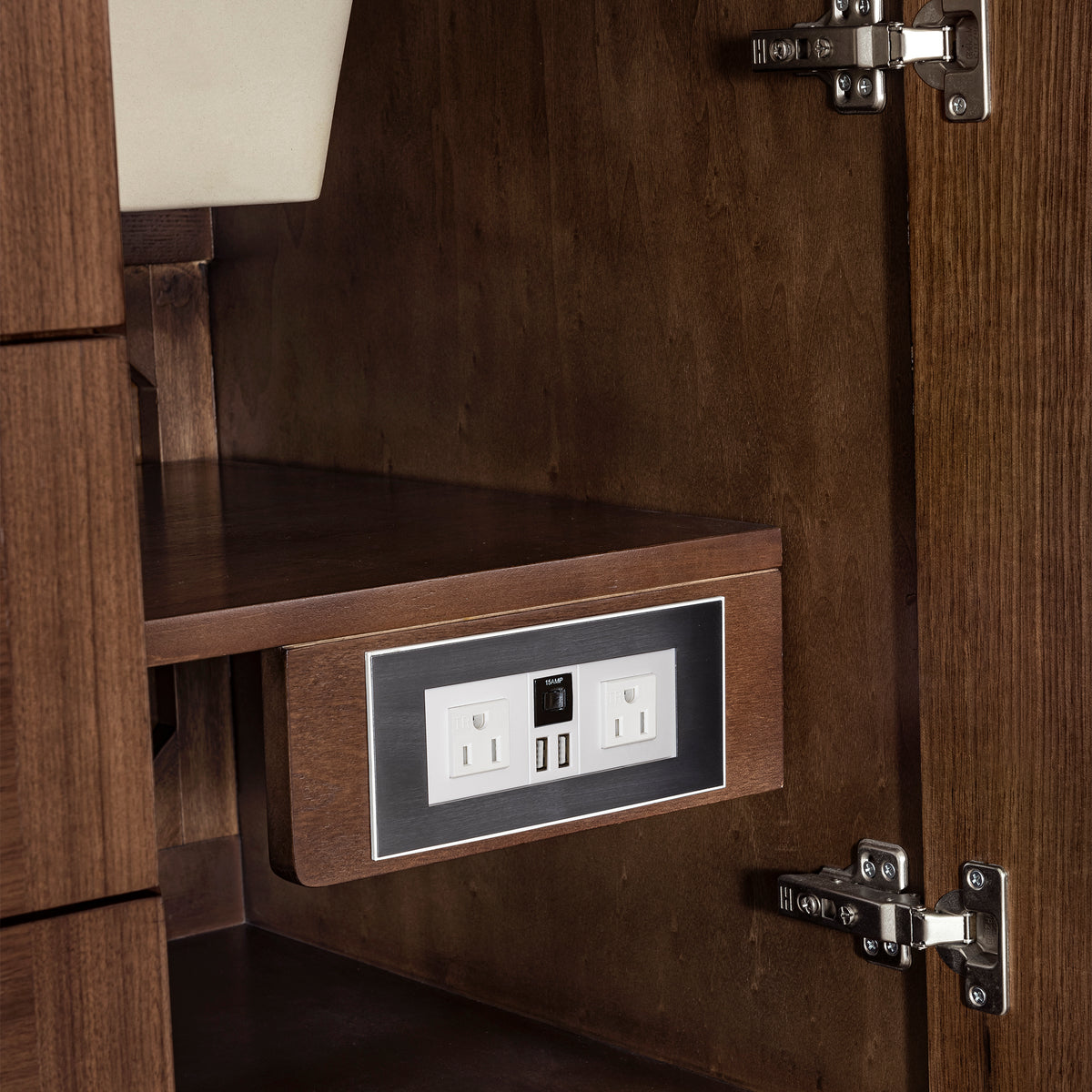 James Martin Vanities Amberly 72" Mid-Century Walnut Double Vanity With 3 CM Phantome Eclos Top