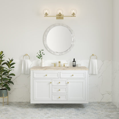 James Martin Vanities Chicago 48" Glossy White Single Vanity With 3 CM Tajnar Eclos Top