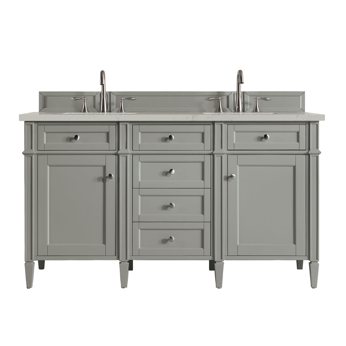 James Martin Vanities Brittany 60" Urban Gray Double Vanity With 3 CM Siberian Silestone Top