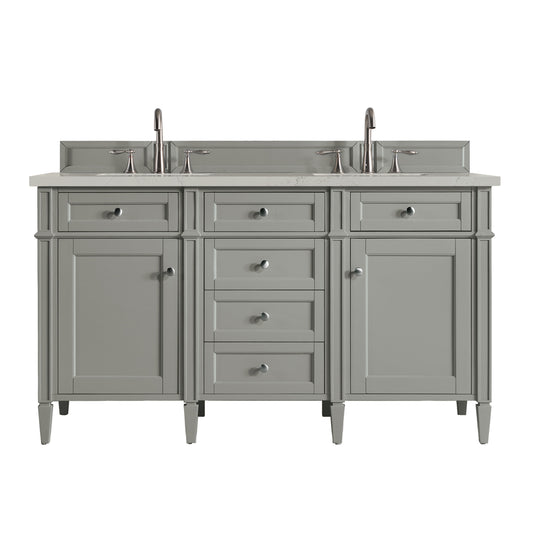 James Martin Vanities Brittany 60" Urban Gray Double Vanity With 3 CM Siberian Silestone Top
