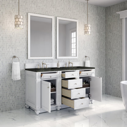 James Martin Vanities Bristol 60" Bright White Double Vanity With 3 CM Phantome Eclos Top