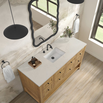 James Martin Vanities Breckenridge 60" Light Natural Oak Single Vanity With 3cm Siberian Silestone Top