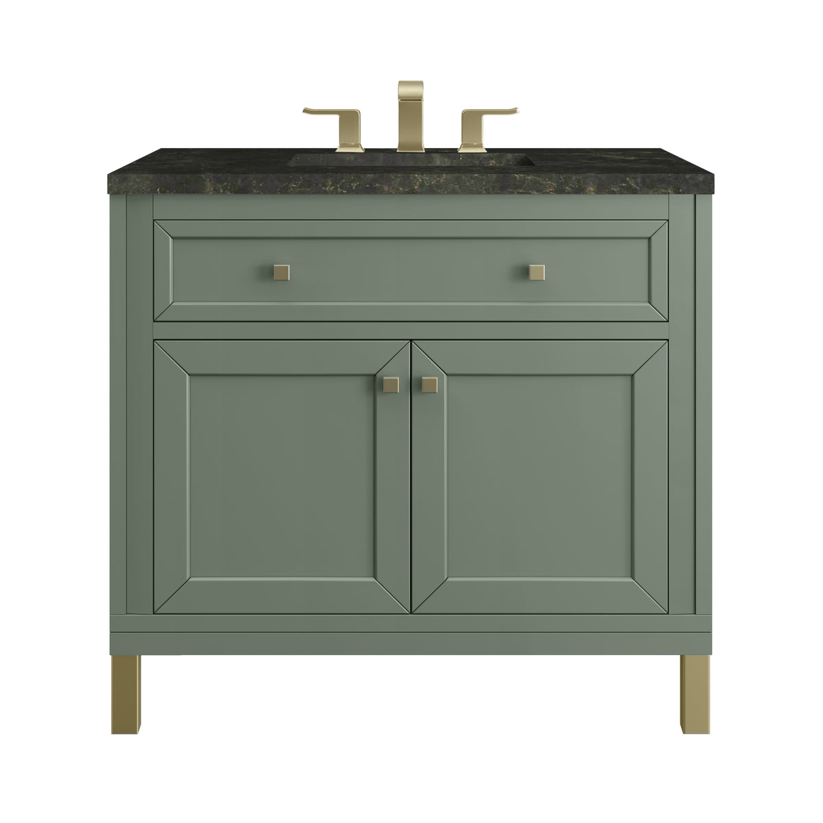 James Martin Vanities Chicago 36" Smokey Celadon Single Vanity With 3 CM Phantome Eclos Top