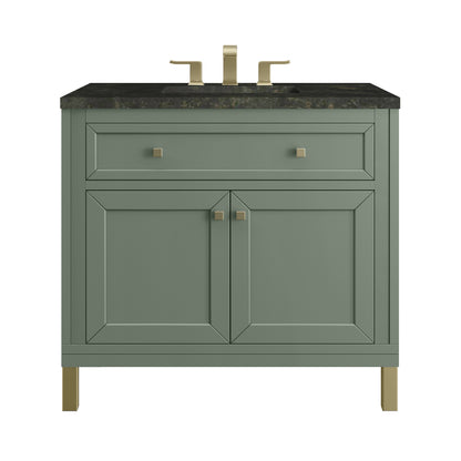 James Martin Vanities Chicago 36" Smokey Celadon Single Vanity With 3 CM Phantome Eclos Top