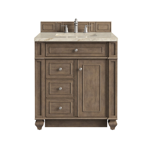 James Martin Vanities Bristol 30" Whitewashed Walnut Single Vanity With 3 CM Tajnar Eclos Top