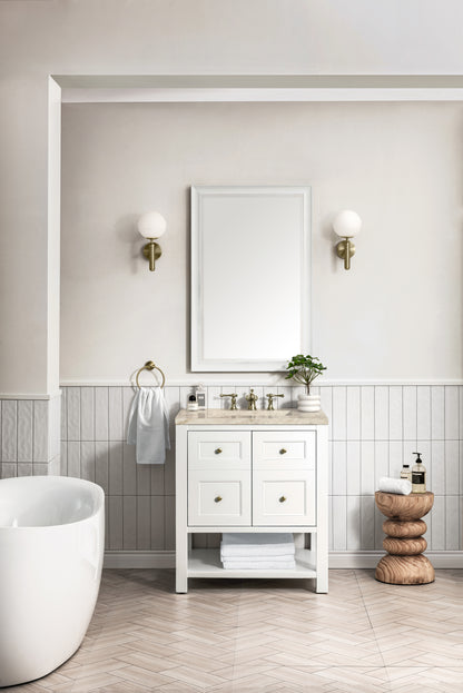 James Martin Vanities Breckenridge 30" Bright White Single Vanity With 3cm Tajnar Eclos Top
