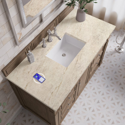 James Martin Vanities Bristol 48" Whitewashed Walnut Single Vanity With 3 CM Tajnar Eclos Top and FreePower Wireless Charger
