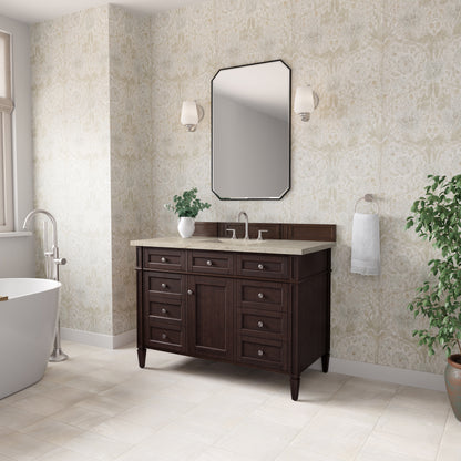 James Martin Vanities Brittany 48" Burnished Mahogany Single Vanity With 3 CM Tajnar Eclos Top and FreePower Wireless Charger