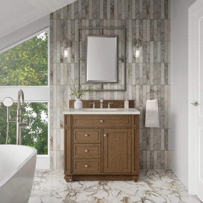 James Martin Vanities Bristol 36" Saddle Brown Single Vanity With 3 CM Siberian Silestone Top