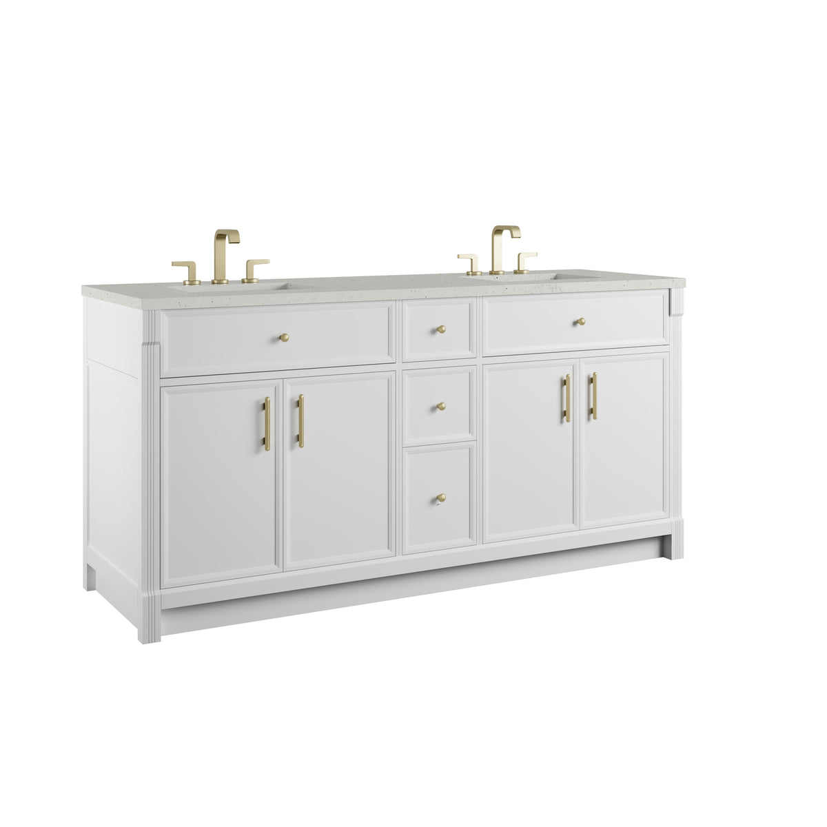James Martin Vanities Bellshire 72" Bright White Double Vanity With 3 CM Lime Delight Silestone Top