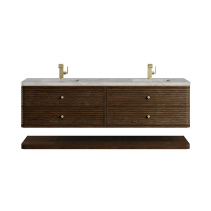 James Martin Vanities Allamari 72" Sable Double Vanity With Single Hole 3 CM Victorian Silver Silestone Top