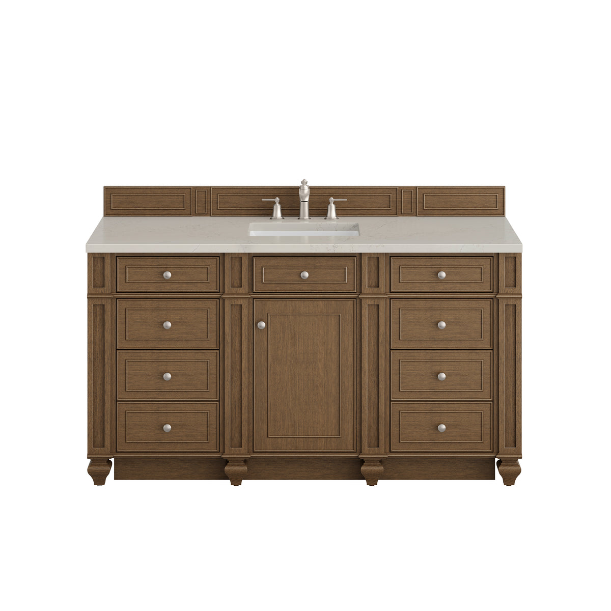James Martin Vanities Bristol 60" Saddle Brown Single Vanity With 3 CM Siberian Silestone Top and FreePower Wireless Charger