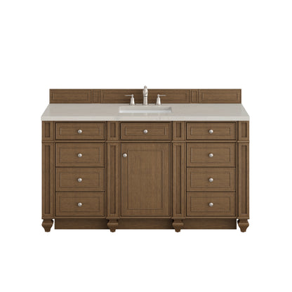 James Martin Vanities Bristol 60" Saddle Brown Single Vanity With 3 CM Siberian Silestone Top and FreePower Wireless Charger
