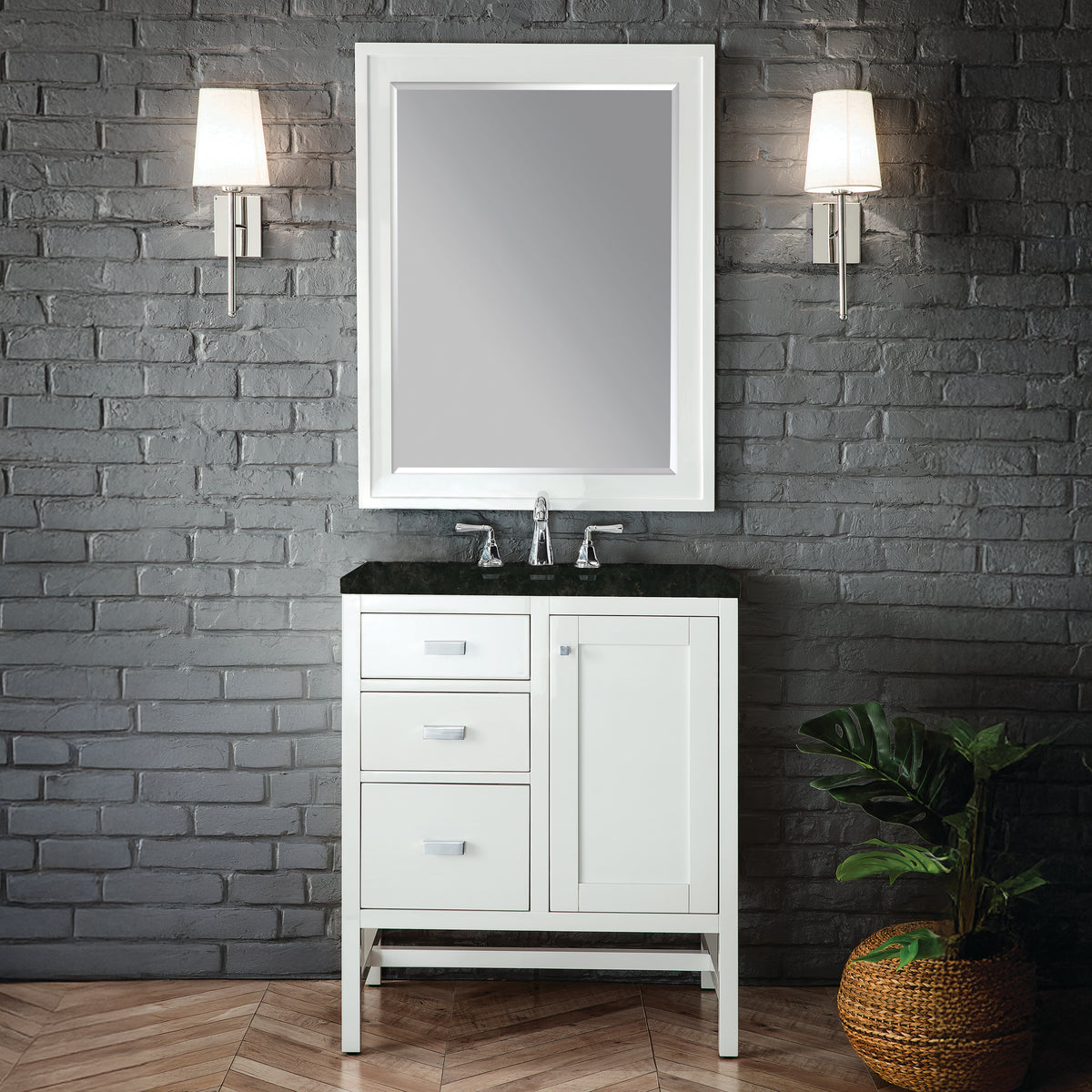 James Martin Vanities Addison 30" Glossy White Single Vanity With 3 CM Phantome Eclos Top