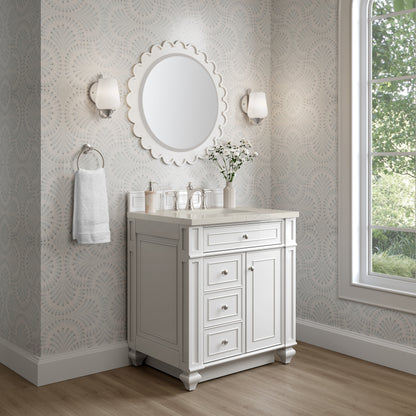 James Martin Vanities Bristol 30" Bright White Single Vanity With 3 CM Siberian Silestone Top
