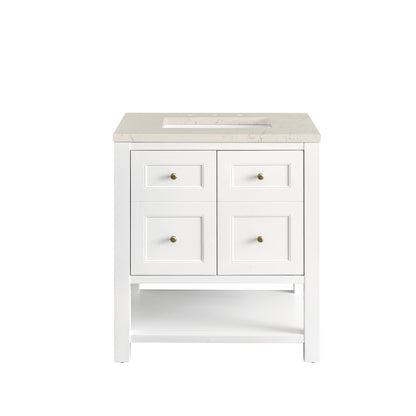 James Martin Vanities Breckenridge 30" Bright White Single Vanity With 3cm Siberian Silestone Top