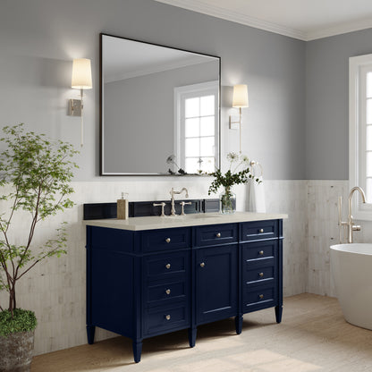 James Martin Vanities Brittany 60" Victory Blue Single Vanity With 3 CM Siberian Silestone Top and FreePower Wireless Charger