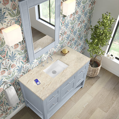 James Martin Vanities Breckenridge 48" Serenity Blue Single Vanity With 3cm Tajnar Eclos Top and FreePower Wireless Charger